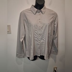 Kerrits Size XL Grey/white Stripes Button Up Top